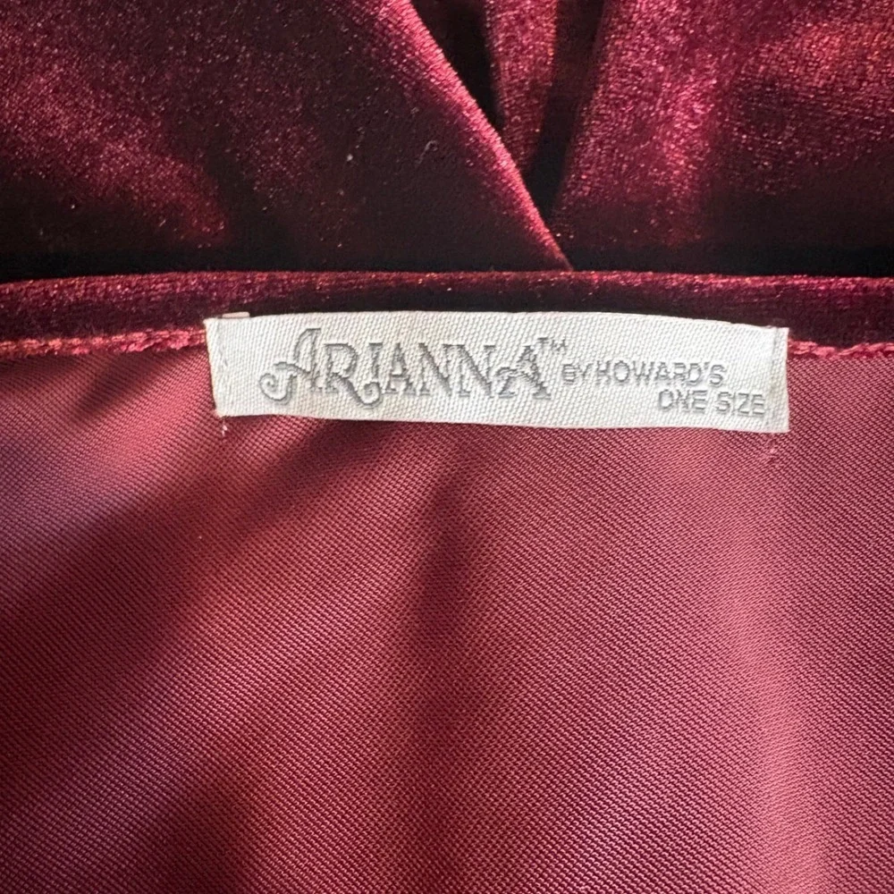 Arianna by Howard's Velvet Poncho Wrap Burgundy Asymmetrical One Size